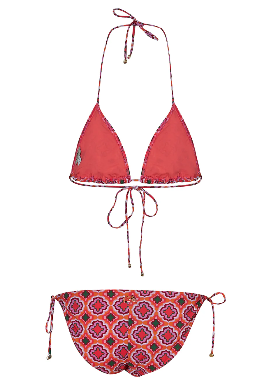 Orange Printed Triangle Bikini - Image 2